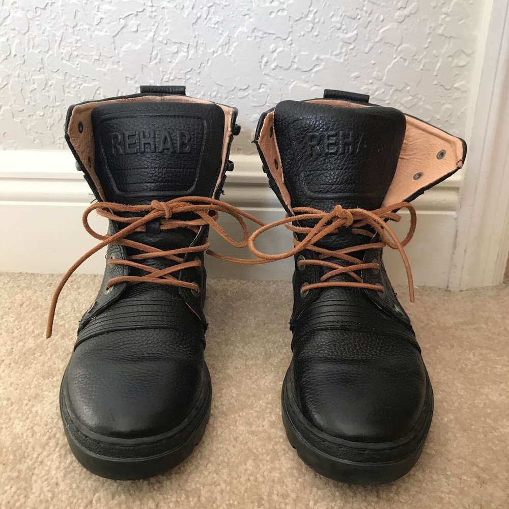 Black Leather Combat Boots